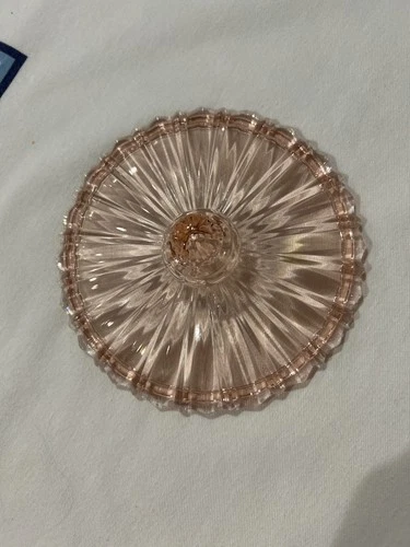 ANCHOR HOCKING DEPRESSION GLASS FORTUNE CANDY DISH  LID  PINK   REPLACEMENT  EUC