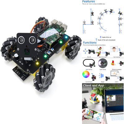 Mecanum Rad Auto Kit Raspberry Pi 5 4 B 3 B Zero 2