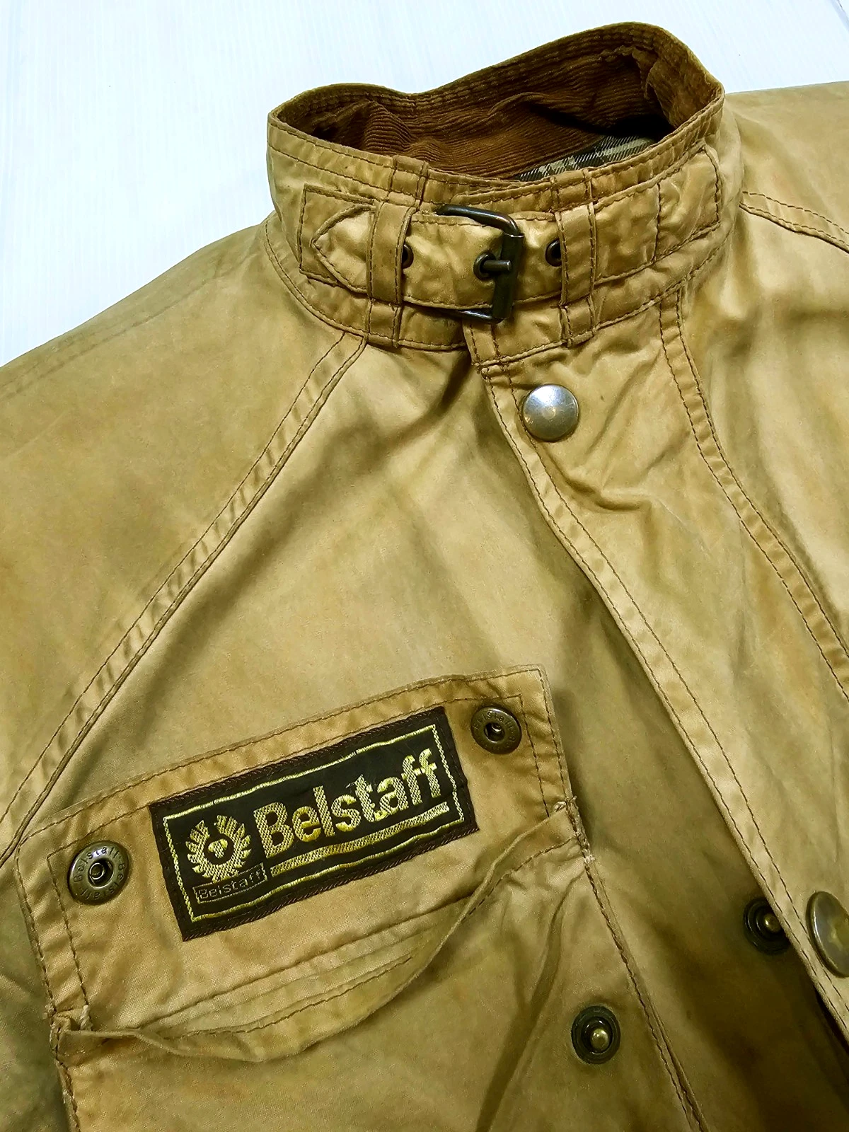 HOT VTG Men BELSTAFF TRAILMASTER BIKER PARKA BELTED KHAKI WAXED Jacket L (Fit M) - product detail image 8