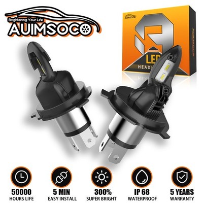 Pair H4 9003 LED Headlight Bulbs CSP Car Truck High Low Dual Beam 6000K White