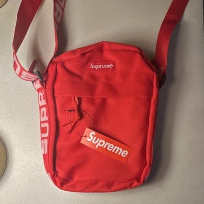 Supreme Red Shoulder Bag Zip Closure Solid Casual Men s Shoulder Strap