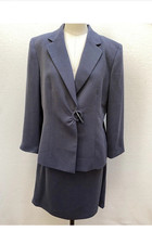 Kasper Women s Petite 14P Blue 2pc Lined Skirt Suit Gray Blue
