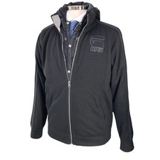 G Star Raw Jacket Mens L Karter Double Hooded Quilted Vest Black Zip Up Fleece