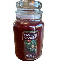 YANKEE CANDLE "RED APPLE WREATH" LARGE 22oz JAR CANDLE BRAND NEW Christmas