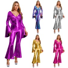 Women Bodysuit Stage Disco Jumpsuit Adult Overall Dress-up Outfits Musical Show