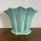 Vintage McCoy Pottery Fan Shaped Vase with Fluted Design USA 8.75” H X 10.5” W