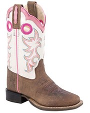 Old West Girls' Western Boot - Broad Square Toe - BSY1992