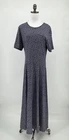 L.L. Bean Vintage Blue Floral Crew Short Sleeve Long Maxi Dress Sz M