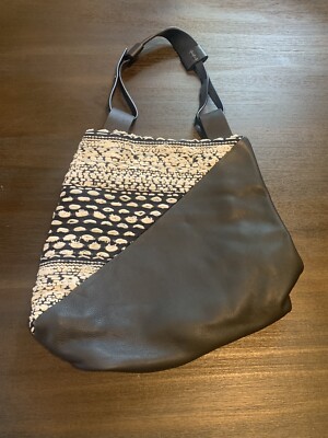 Fausto Santini leather tweed hobo 