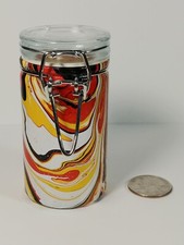 Marbled Glass Stash Jar w/ Clamp Lid Airtight Smell Proof Container for Herbs