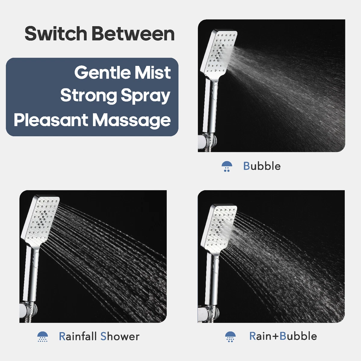 Decaura 8'' Square Chrome Shower Head Set High Pressure Gooseneck Shower Arm