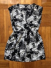 Women’s Black And White Geometric Print Dress, Size M
