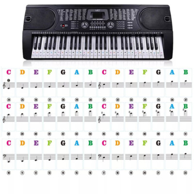 Autocollants Piano 88 Touches Réutilisables - Stickers Colorés Apprentissage Notes