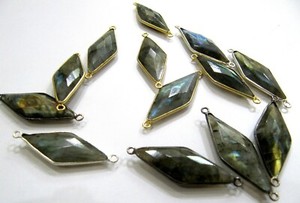 Authentic Natural Labradorite Marquise Shape Size 14x34mm Briolette Faceted Double loop
