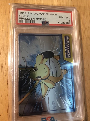 PSA 8 NM-MT 1999 Japanese Meiji Promo Kairyu Dragonite Embossed Pokemon Card