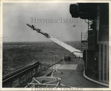 1961 Press Photo Talos surface-to-air missile launch on the USS Oklahoma City