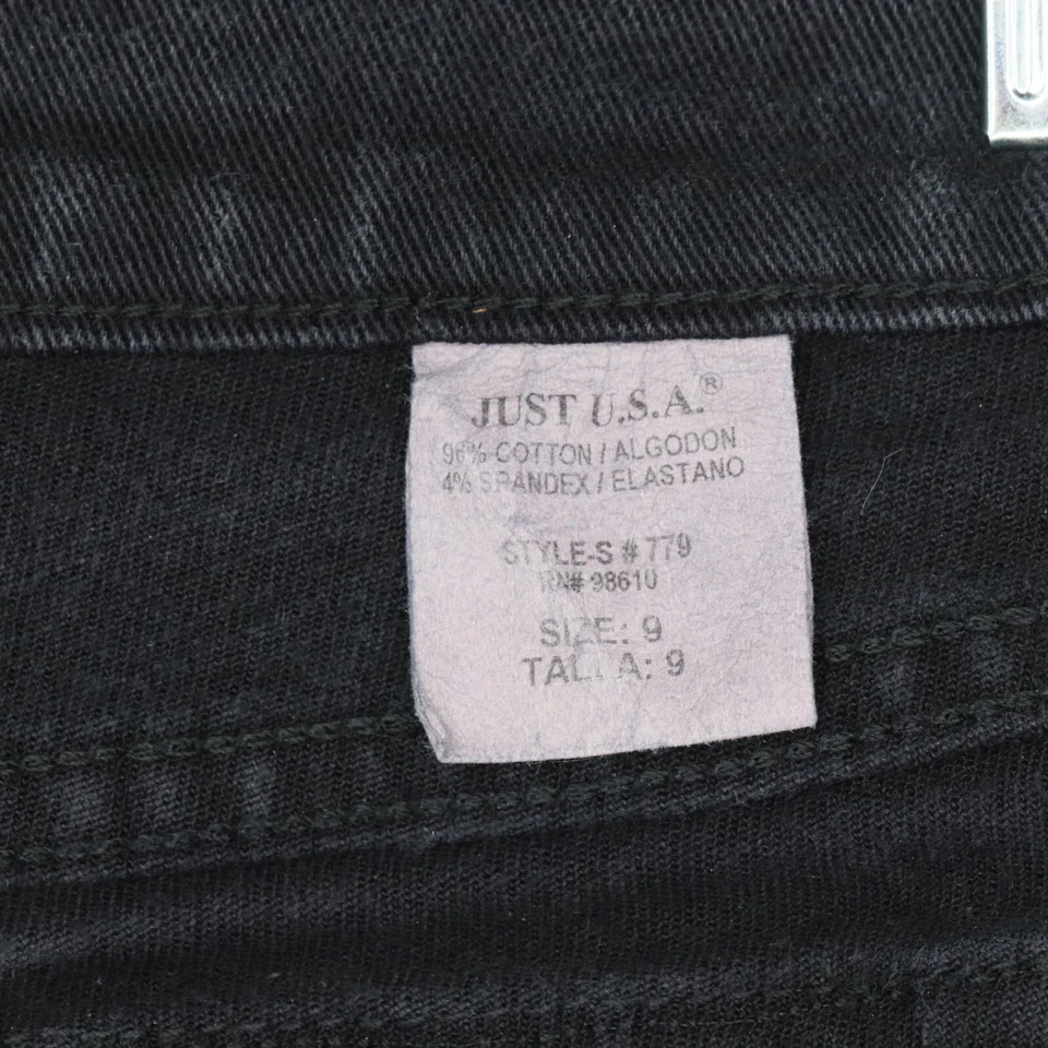 Pantalones de mezclilla Just USA para mujer talla 9 negros corte bota tiro bajo 29" entrepierna vintage informales Foto 4 de 4