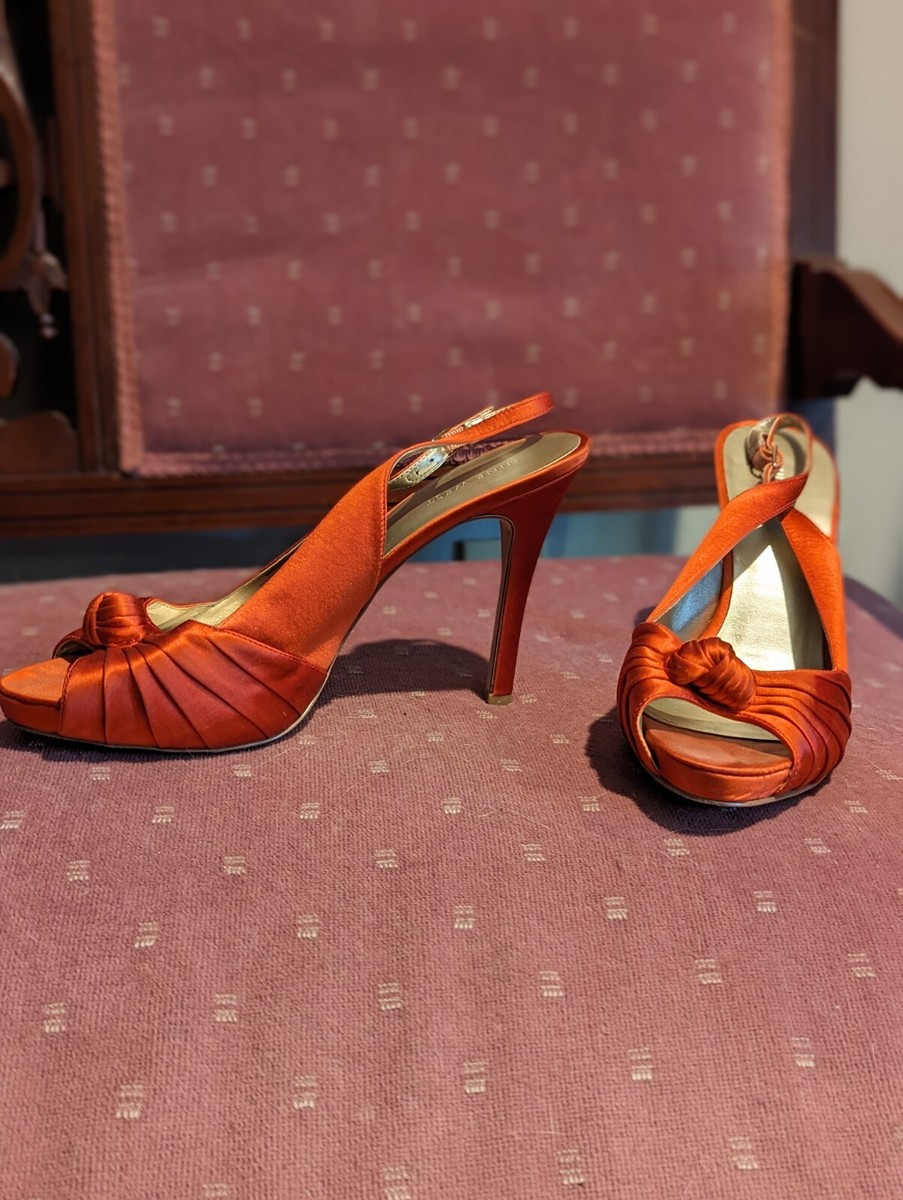 Orange Satin Nine West Slingbacks Size