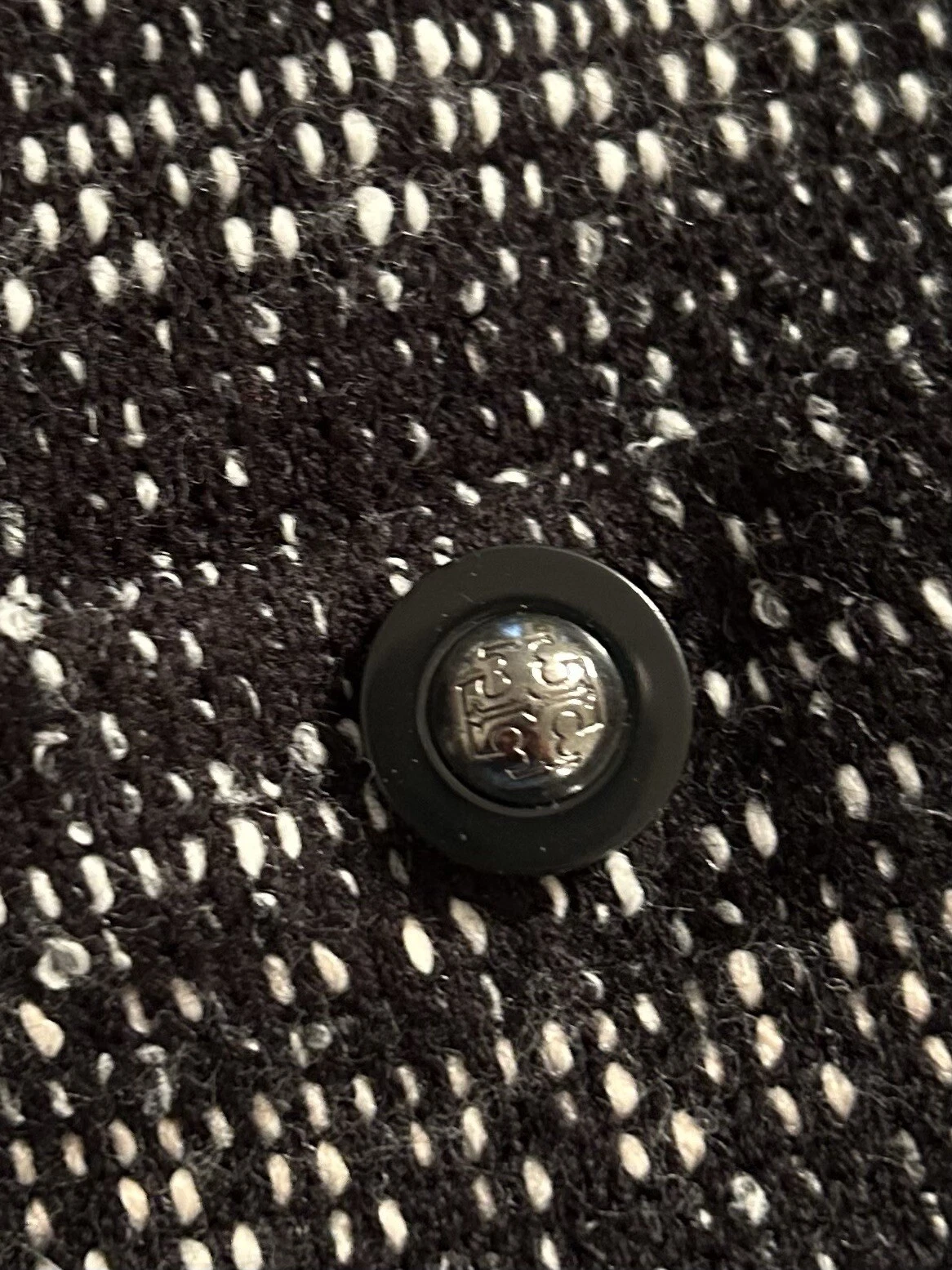 Abito Tory Burch bianco e nero in tweed taglia M scollo a imbuto stile cambio