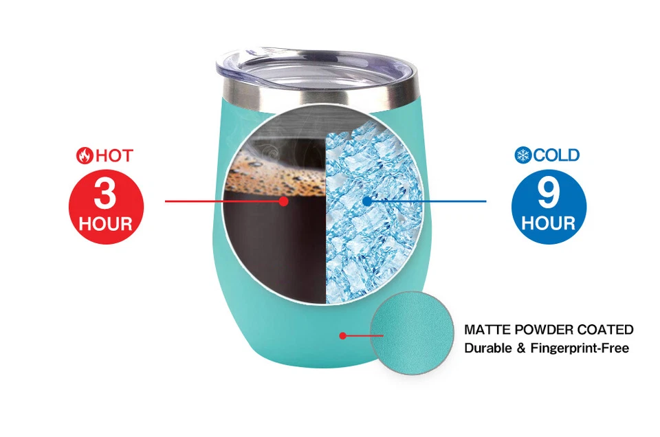 Wine Tumbler 12oz with Sip Lid Double Wall Stainless Steel Insulated wine glass  - Image 4 of 4