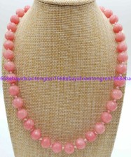 10mm Natural Pink Morganite Gems Faceted Round Beads Neckace 18 Inch AAA