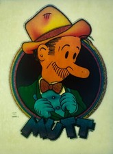 Original Vintage 1980 Mutt Cartoon Glitter Iron On Transfer