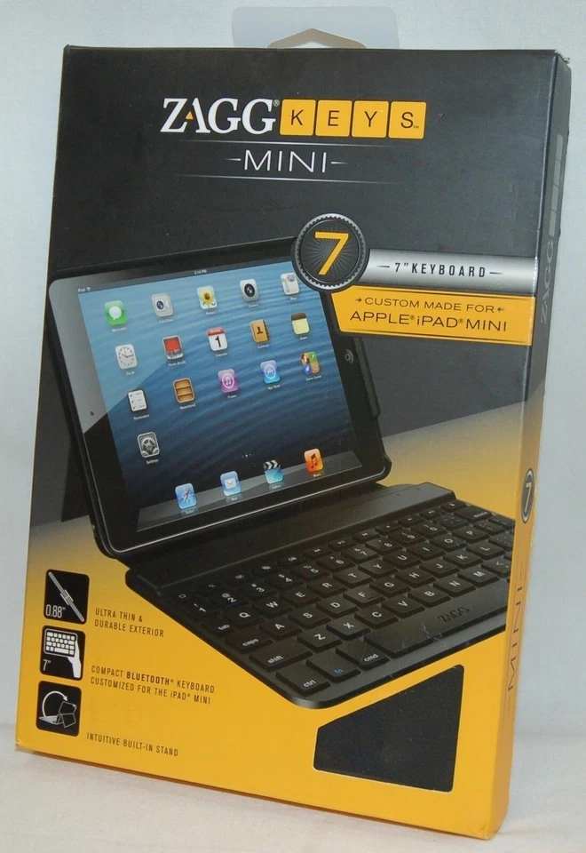 NEW ZaggKeys Apple iPad Mini 7" BLACK Folio Bluetooth Keyboard & Case Stand zagg - Image 2 of 4