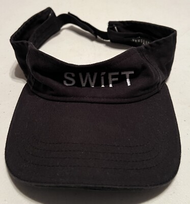 Swift Sportsman Visor Hat Cap Black Cotton Adult Canvas Sun Strap Back Logo Nice