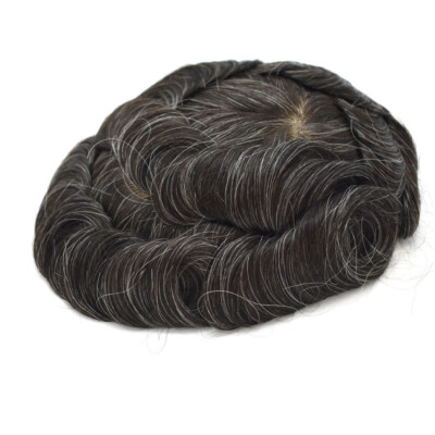 Mens Toupee For Men 100%Human Hair Replacements Fine Mono Poly Around Hairpieces