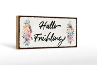 Holzschild Hinweis 27X10 Cm Hallo FrüHling Geschenk Holz Deko Schild Wooden Sign