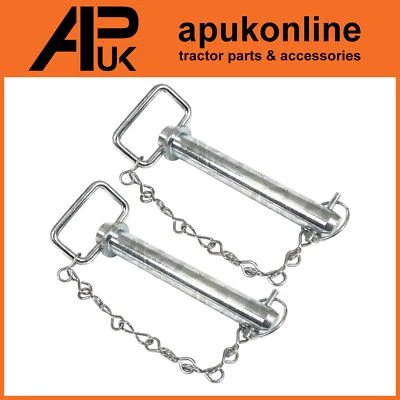 APUK 2x Hitch Pin 25mm w/ Chain & Linch Pin for JCB Excavator Backhoe Loadall Fastrac