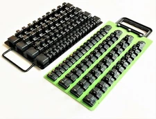 96pc GOLIATH INDUSTRIAL SOCKET ORGANIZER TRAY RAIL RACK HOLDER SET GREEN BLACK