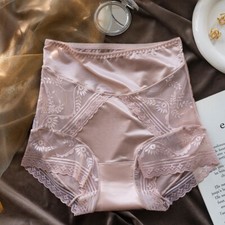 5 Pack Lot Womens Satin Panties Briefs High Waist Seamless Underwear Lingeries