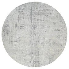 13'9" x 13'9" Gray Hand Knotted Modern Natural Wool Round Oriental Rug R64232