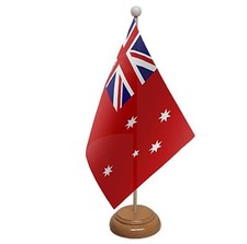 AUSTRALIA RED ENSIGN TABLE FLAG 9"X6" WITH WOODEN BASE FLAGS AUSTRALIAN