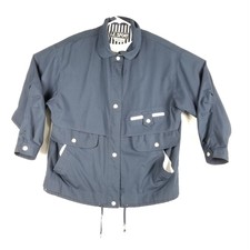 Iz Sport Women's Jacket L Navy Blue Multi Pocket Adjustable Drawstring Waist Vtg