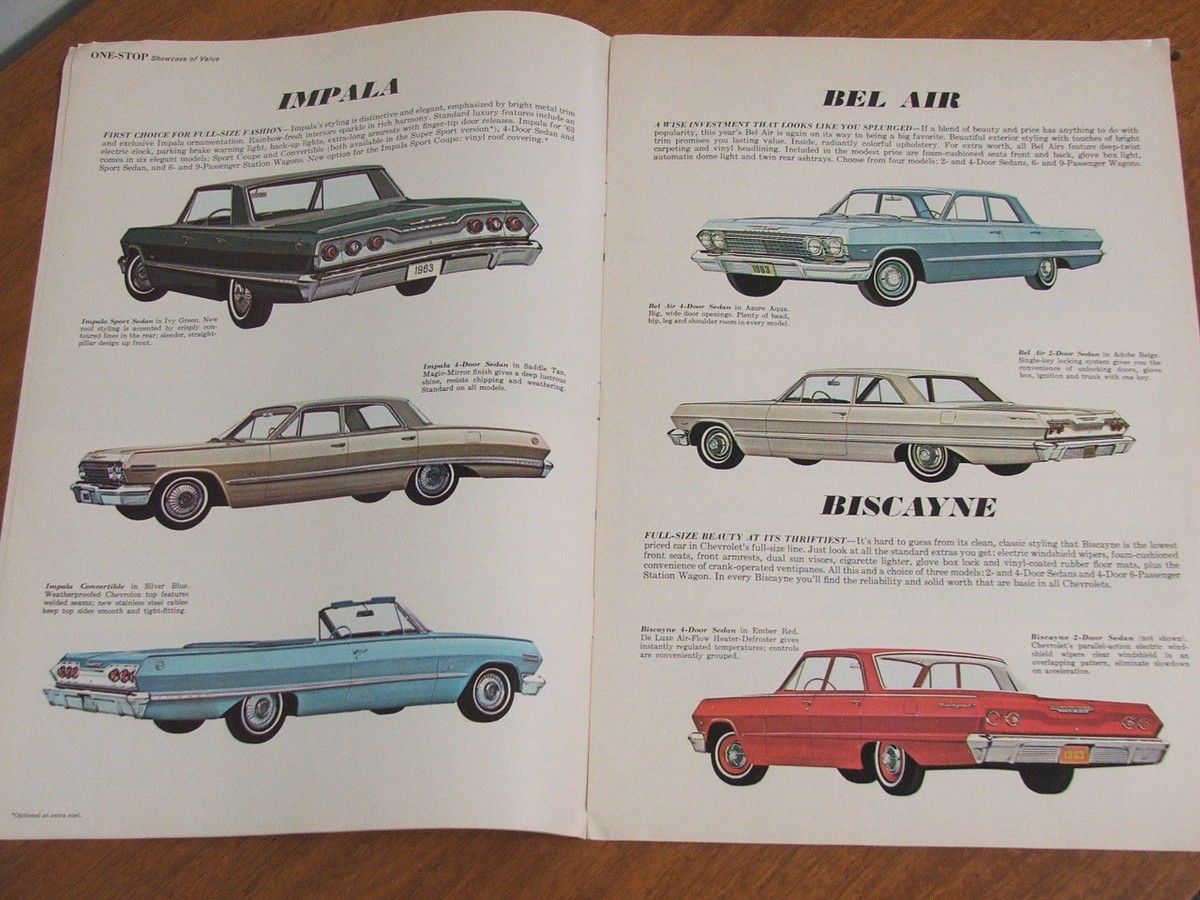 1963 Chevrolet range original US large format 16 page brochure | eBay