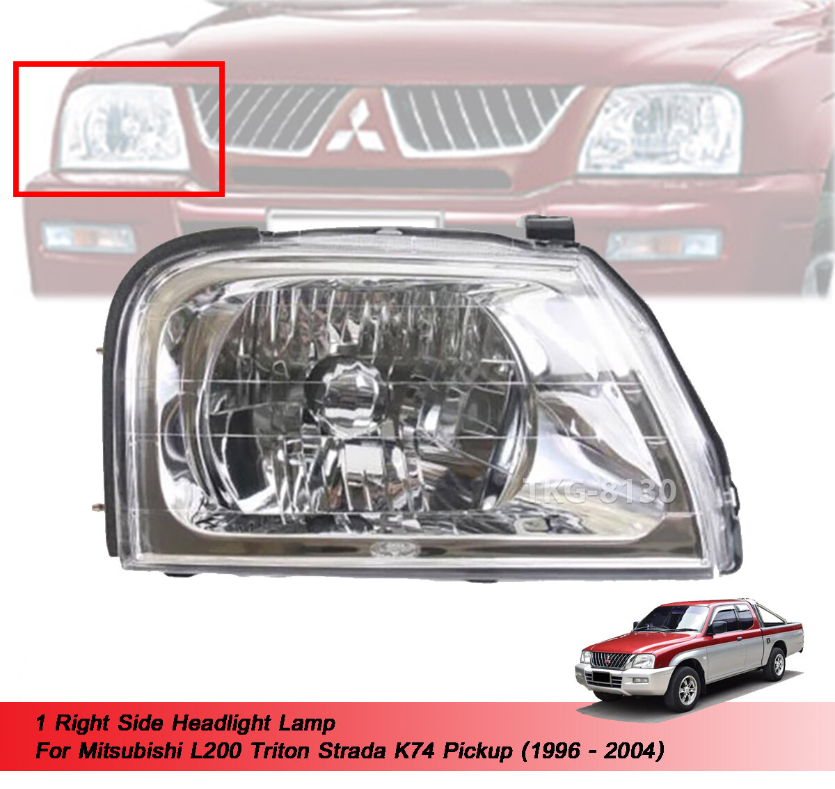 Right Side Headlight Fit Mitsubishi L200 Triton K74 1996 1997 1998