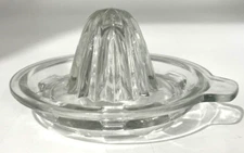 Vintage Clear Glass Citrus Juicer Reamer w/ Tab Handle to Place on Bowl Rim