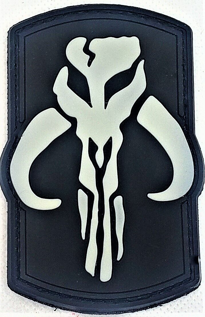 🔥Star Wars Mandalorian Bantha Skull  Swat Glows In the Dark Skull Rubber Patch