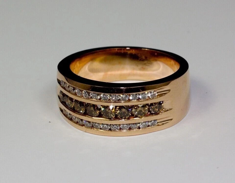 3.20 Ct Round Cut Lab-Created Brown Diamond Men's Band Ring 14K Rose Gold Plated - Image 3 of 4