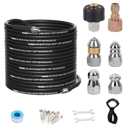 #ad #ad 100FT Sewer Jetter Kit for Pressure Washer 5800 PSI Water Jet 100 FT Black $73.98