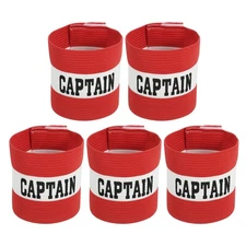 Pack of 5 Soccer Captain Armband Captain Arm Bands for Soccer Red