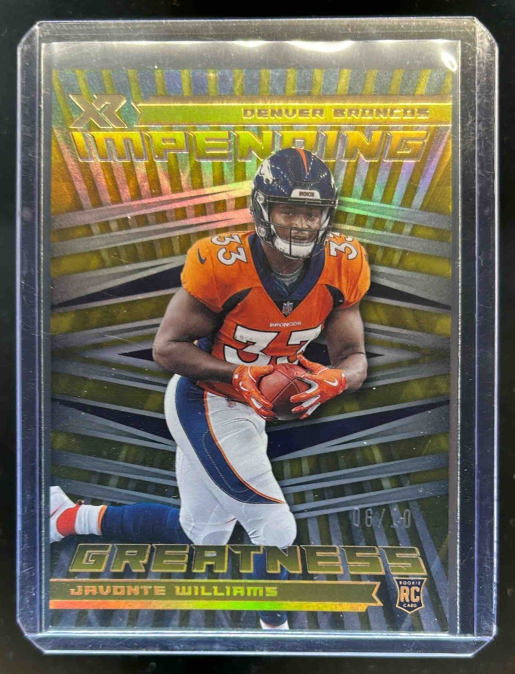 Javonte Williams Panini XR Impending Greatness #IMG15 Gold