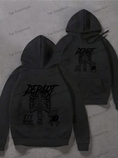 Men's Heavyweight Hoodie - Gothic Skeleton Back Print - Black Pullover Sweatshir