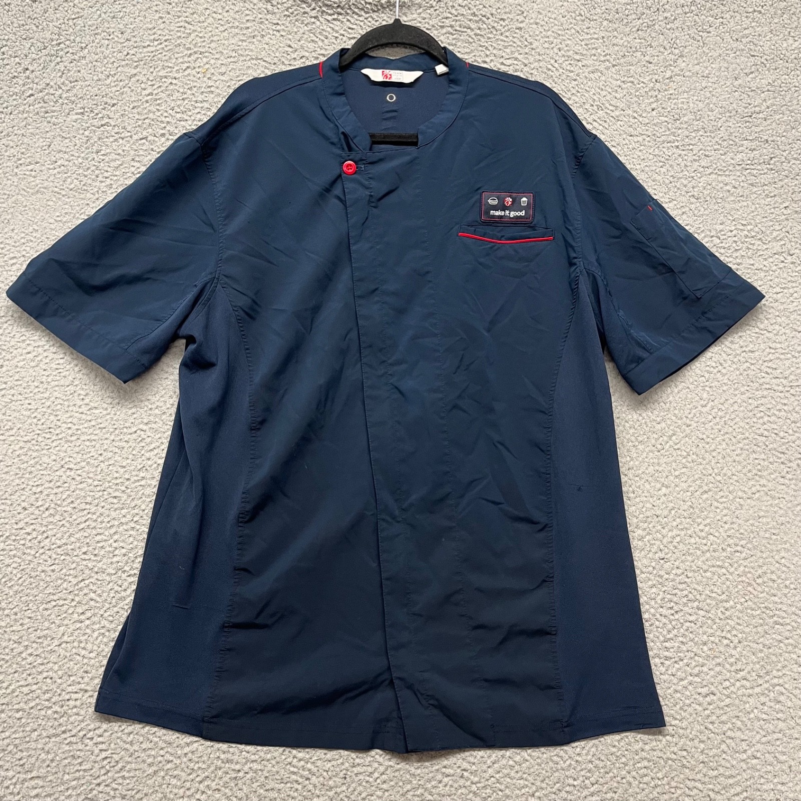 Chick Fil A Employee Uniform Mens L Blue Chef Coat Oobe Team Style Cook