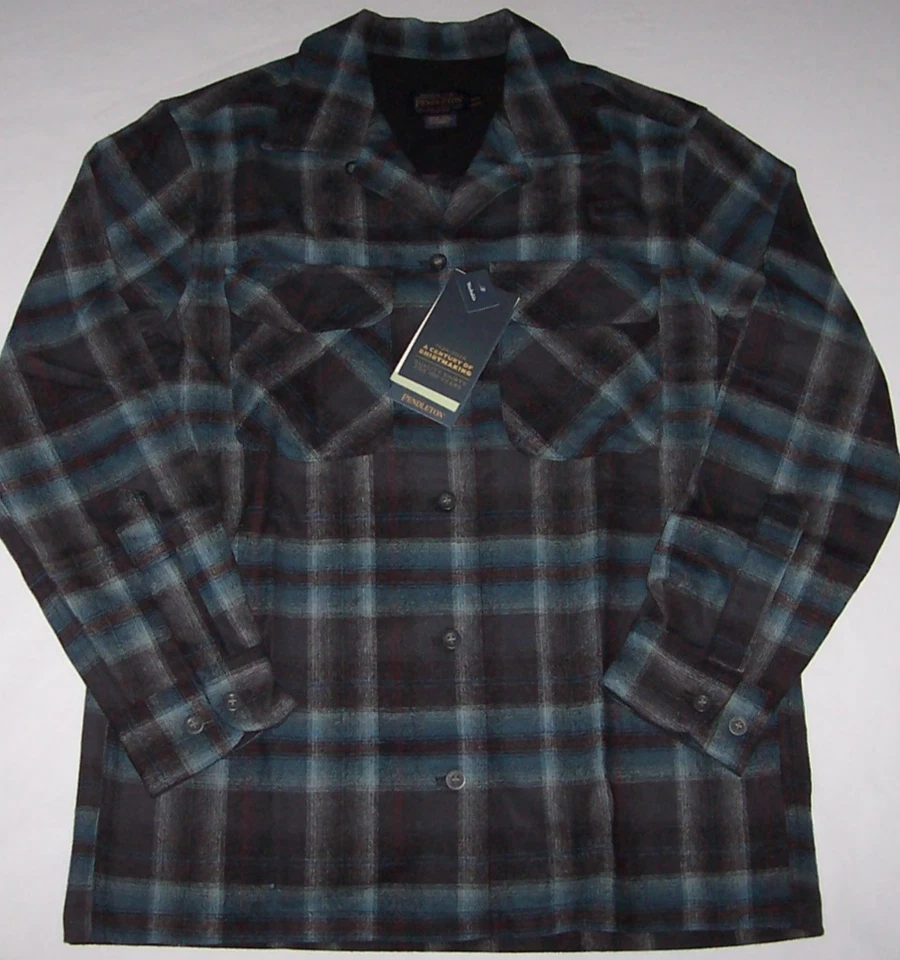 NWT Pendleton GRAY/BLUE OMBRE PLAID BOYFRIEND BOARD Wool Shirt Women's XXS - Image 2 of 4