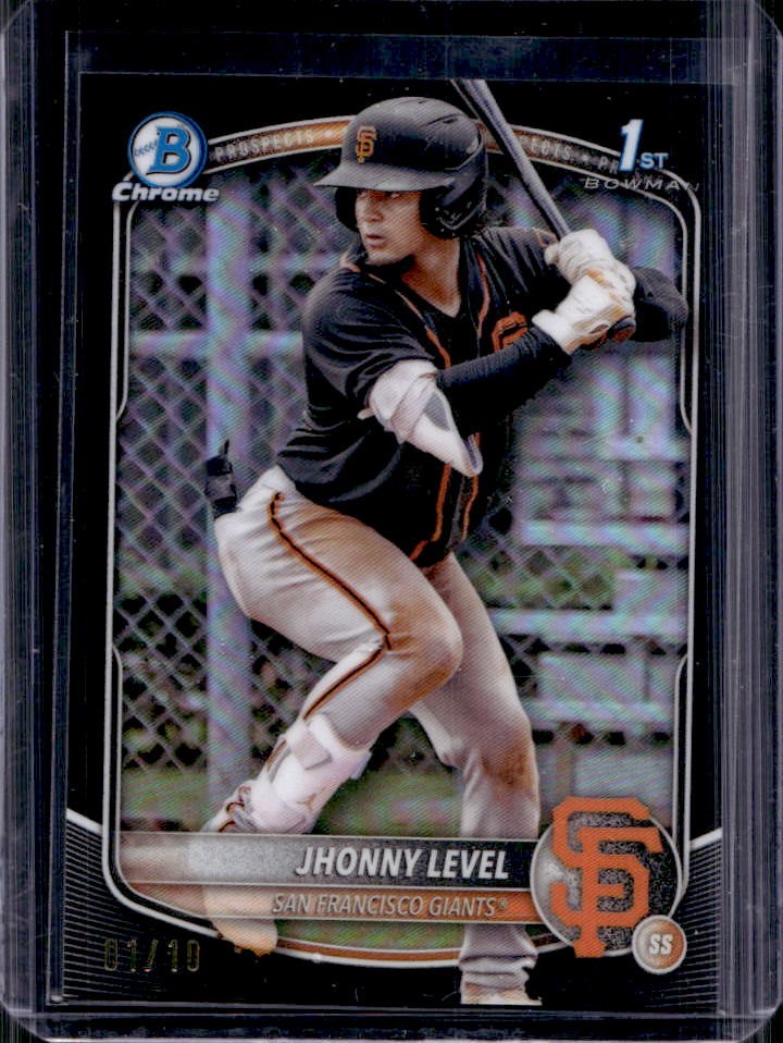 2025 Bowman Jhonny Level Chrome Black Refractor 1st #/10 Giants