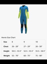 Hevto Kids Wetsuit 2mm Neoprene Full Wet Suits Size 9 for Swimming Surfing Scuba
