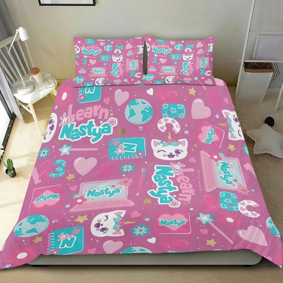 Juego de cama funda nórdica Like Nastya con 2 fundas de almohada para niños y niñas niños Foto 2 de 4